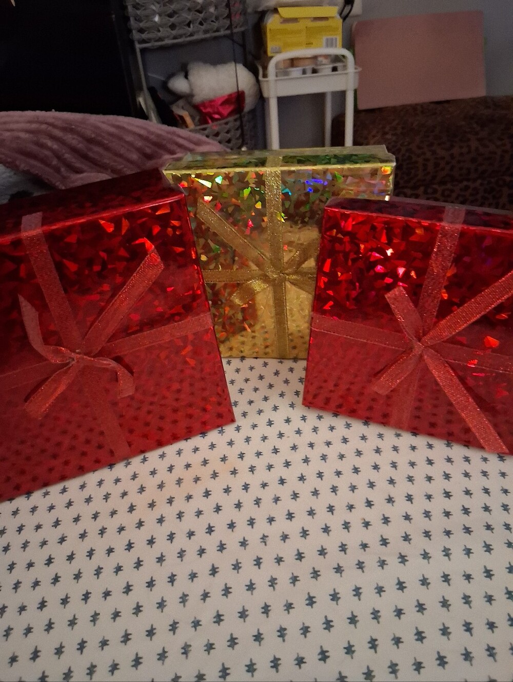 Festive Red and Gold Gift Box Set Strong Sturdy Red 7 X 7 And Gold And Red 6 X 6